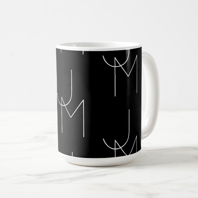 Caneca De Café Padrão Inicial 2 Moderno | Preto e Branco (Frente Esquerda)