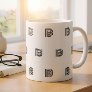Caneca De Café Padrão Inicial de Monograma Moderno Minimalista