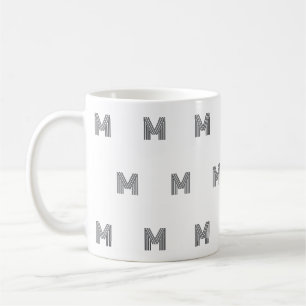 Caneca De Café Padrão Inicial de Monograma Moderno Mínimo