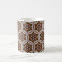 Caneca De Café Padrão Intrincado de Estrela Geométrica em Tons Te