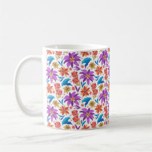 Caneca De Café Padrão Inverso Exótico Colorido à Mão - 70703