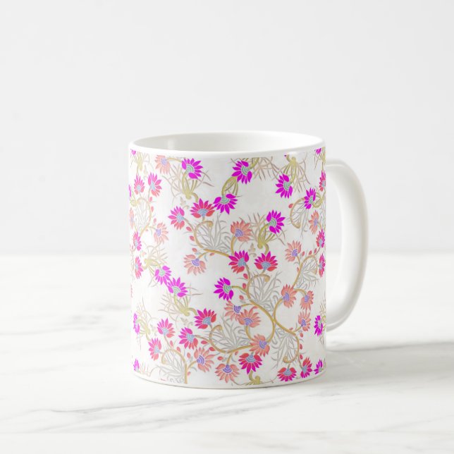 Caneca De Café Padrão Invisível, Cor-de-Rosa, Elegante (Frente Esquerda)