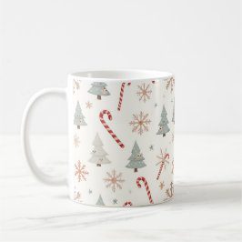 Caneca De Café Padrão Kawaii Snowflakes