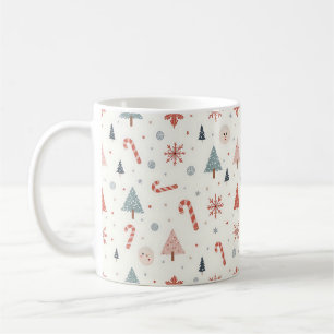 Caneca De Café Padrão Kawaii Snowflakes