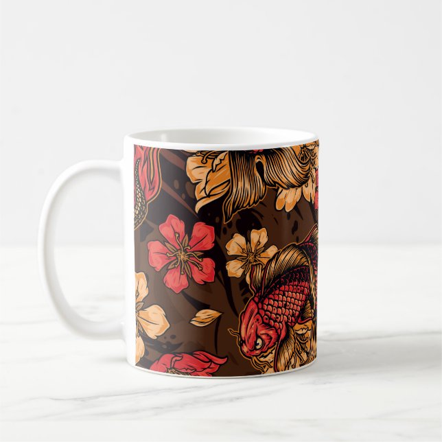 Caneca De Café Padrão koi do dragão japonês. (Esquerda)