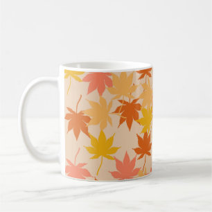 Caneca De Café Padrão Laranja Castanho Autumn Folhas Florais Y2K