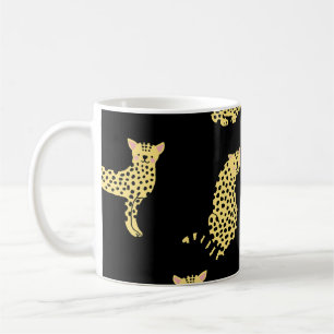 Caneca De Café Padrão Leopardo: Chita Preta de Fundo