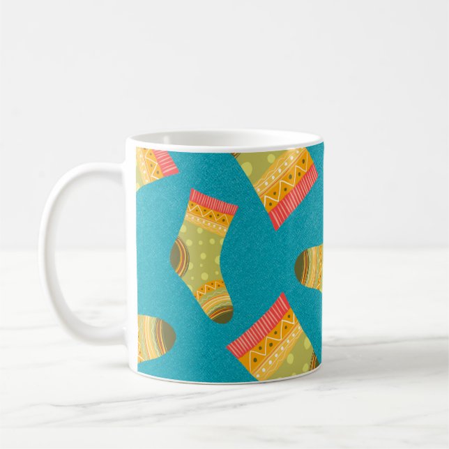 Caneca De Café Padrão linear sem falhas com meias. A ilustração (Esquerda)