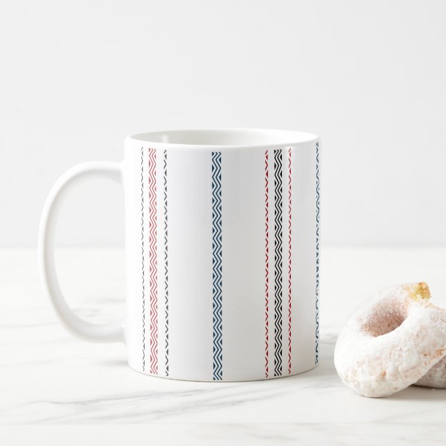 Caneca De Café Padrão listrado elegante. (Com Donut)