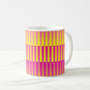 Caneca De Café Padrão Listrado Laranja Amarelo Rosa
