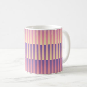 Caneca De Café Padrão Listrado Rosa Roxo Amarelo