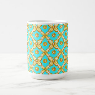 Caneca De Café Padrão Luxuoso de Borboleta Dourada com Acento de