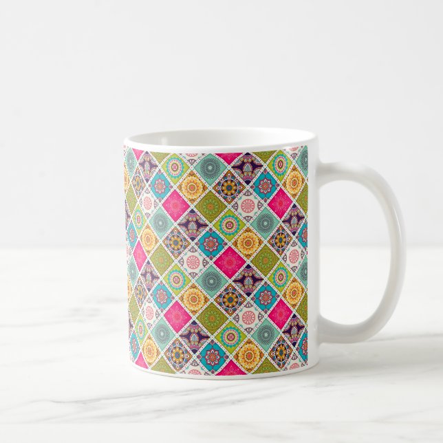 Caneca De Café Padrão Mandala colorido marroquino (Direita)