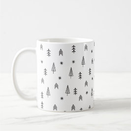Caneca De Café Padrão Minimalista da Floresta Negra e Branca de I