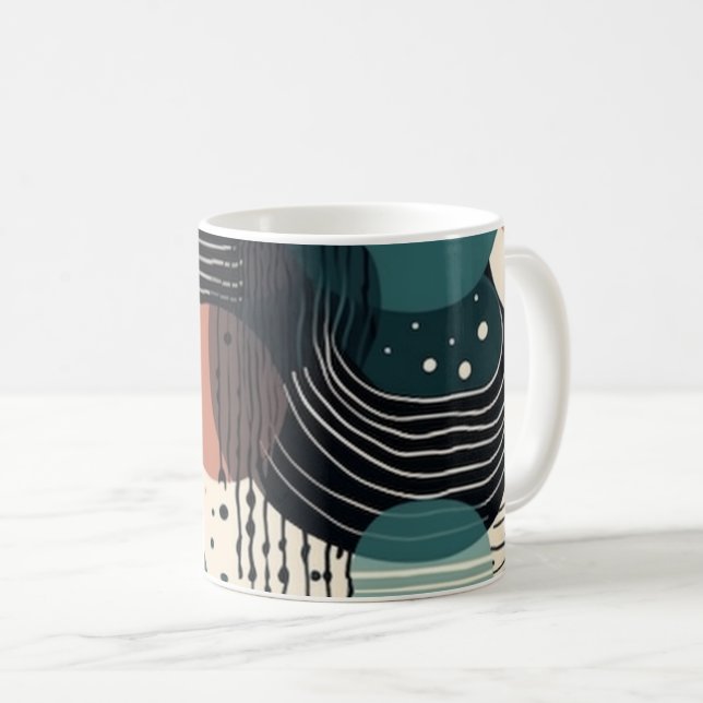Caneca De Café Padrão mínimo de Abstrato sem costura - Geométrico (Frente Esquerda)