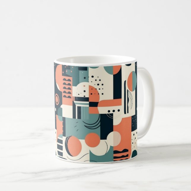 Caneca De Café Padrão mínimo de Abstrato sem costura - Geométrico (Frente Esquerda)