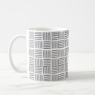 Caneca De Café Padrão mínimo moderno de linhas quadradas preto e 