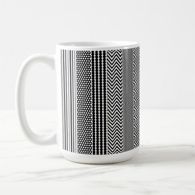 Caneca de Café - Padrão Misto Preto e Branco (Esquerda)