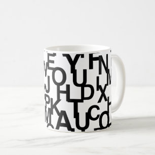 Caneca De Café Padrão moderno, abstrato, confuso com letras