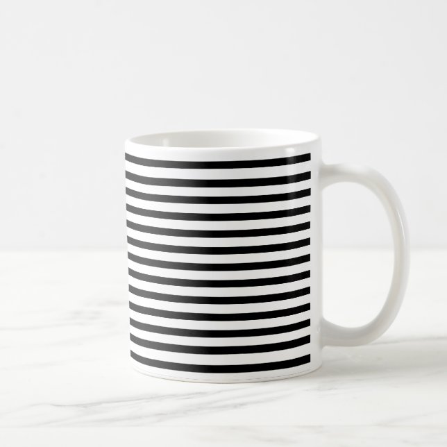 Caneca De Café Padrão moderno branco e preto listrado (Direita)