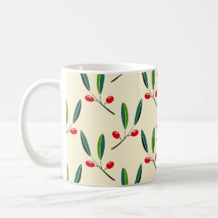 Caneca De Café Padrão Moderno de Frutas Vermelhas Ilustradas