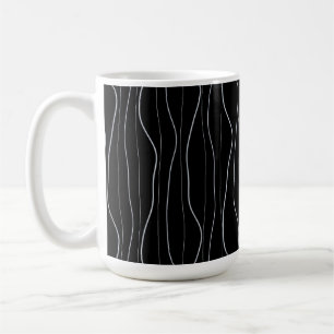 Caneca De Café Padrão Moderno de Linhas Onduladas Prateadas