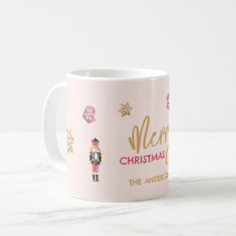 Caneca De Café Padrão Moderno de Natal Pastel Pink