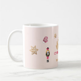 Caneca De Café Padrão Moderno de Natal Pastel Pink
