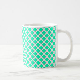 Caneca De Café Padrão Moderno de Quadrados Inclinados Turquesa Ve