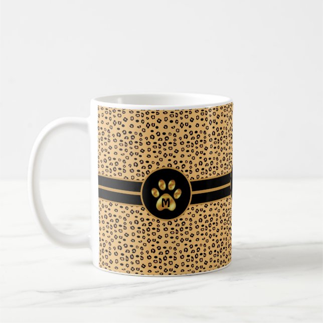 Caneca De Café Padrão Moderno de Tigre & Pata (Esquerda)