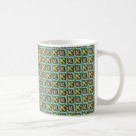 Caneca De Café Padrão moderno em tons de azul-turquesa