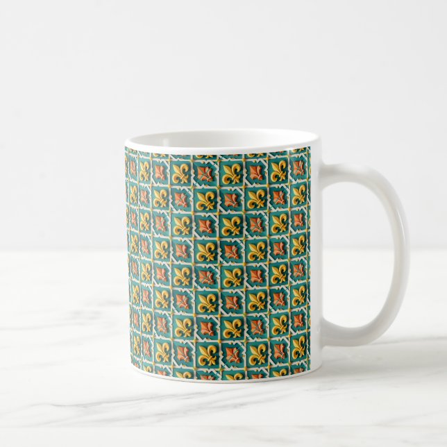 Caneca De Café Padrão moderno em tons de azul-turquesa (Direita)