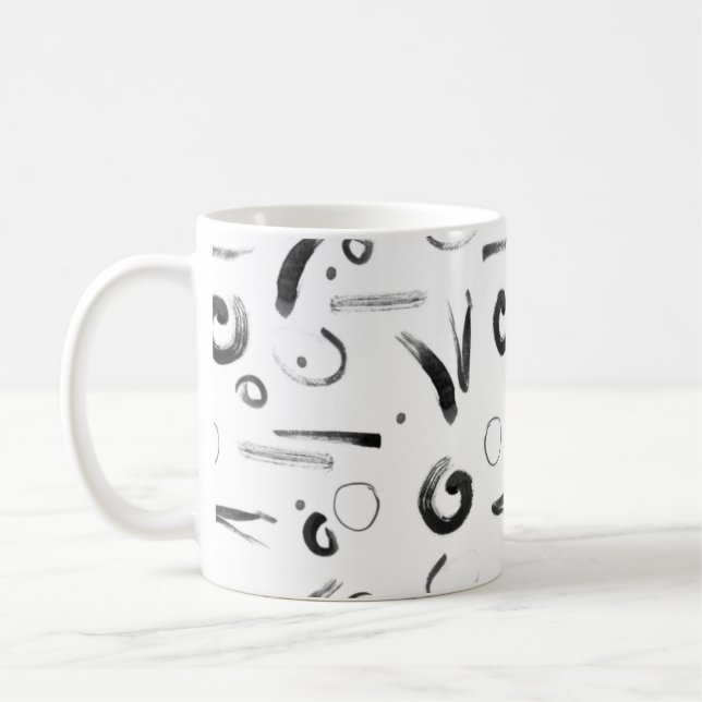 Caneca De Café Padrão moderno no estilo sumi-e (Esquerda)
