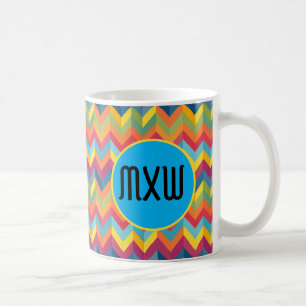 Caneca De Café Padrão Monograma de Café Mug Bold Chevron