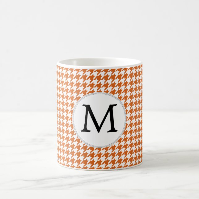 Caneca De Café Padrão Monograma de Tonalidade Laranja Personaliza (Centro)