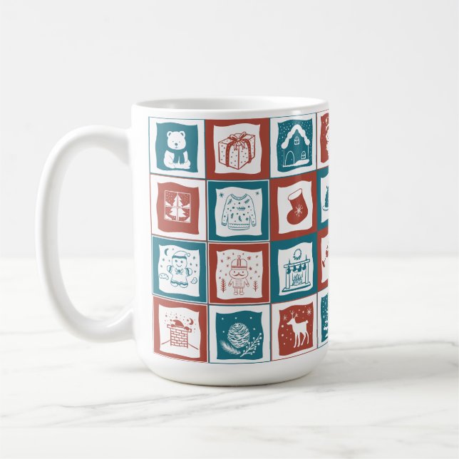Caneca De Café Padrão Mosaico de Natal do Estilo Avançado (Esquerda)