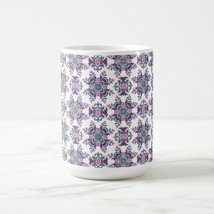 Caneca De Café Padrão Motivo Floral Ikat Colorido