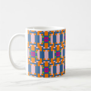 Caneca De Café Padrão multicolorido abstrato com pontos verdes co