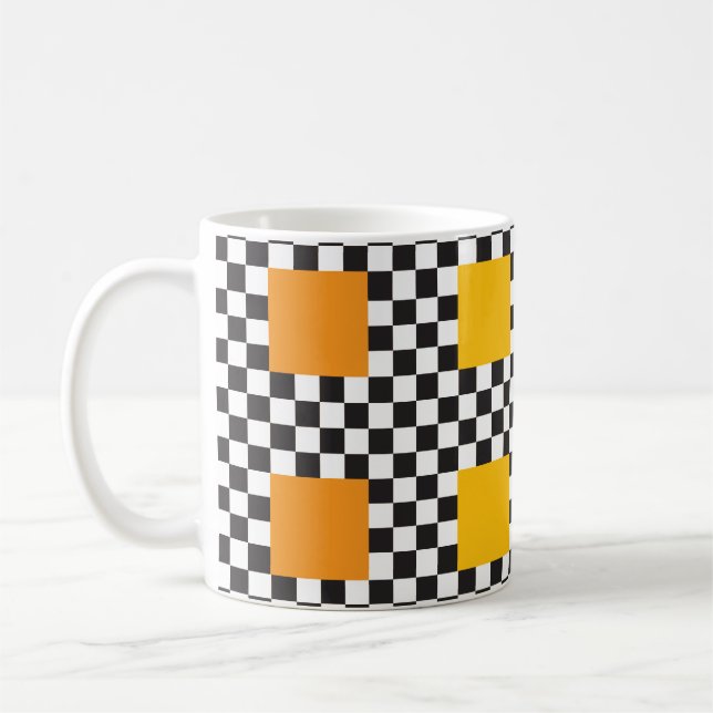 Caneca De Café Padrão multicolorido verificado e grandes quadrado (Esquerda)