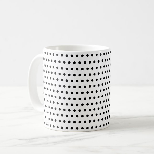 Caneca De Café Padrão na moda Preto E Branco, Pequenos Pontos (Frente Esquerda)