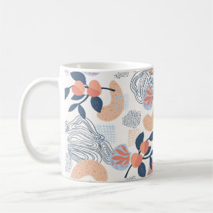 Caneca De Café Padrão natural sem costura. formas abstrato, fruta