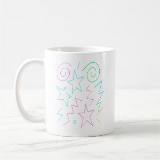 Caneca De Café Padrão Neon Glow Stars & Swirls