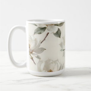 Caneca De Café Padrão Neutro Suave Flor de Magnólia