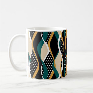 Caneca De Café Padrão ondulado abstrato, colorido.