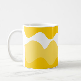 Caneca De Café Padrão ondulado horizontal amarelo e branco