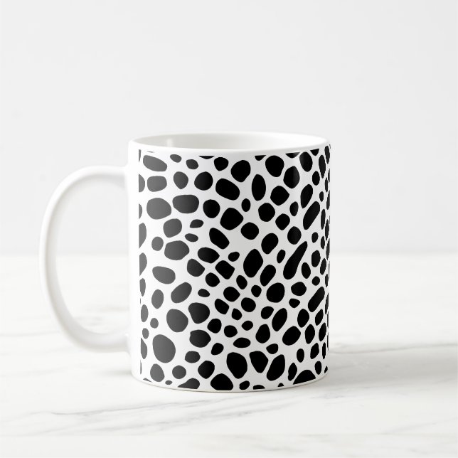 Caneca De Café Padrão Orágico Psicodélico Preto E Branco (Esquerda)