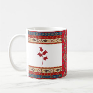 Caneca De Café Padrão Oriental Turco Blue Border Mug Vermelho