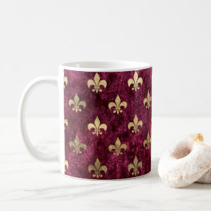 Caneca De Café Padrão Orleans de Red Velvet Fleur De Lis Mardi