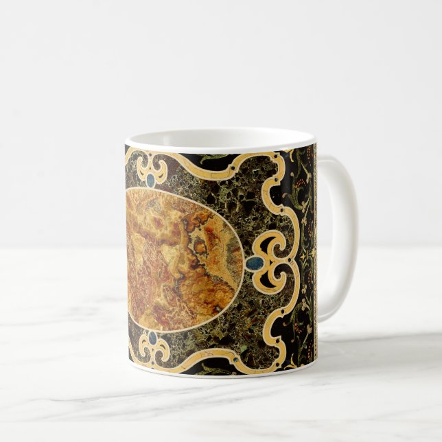 Caneca De Café Padrão Ornamental Antiquado De Gemstone Italiano (Frente Esquerda)