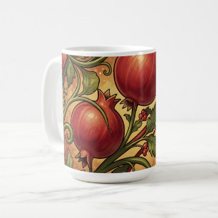 Caneca De Café Padrão Ornamental de Romã Art Nouveau
